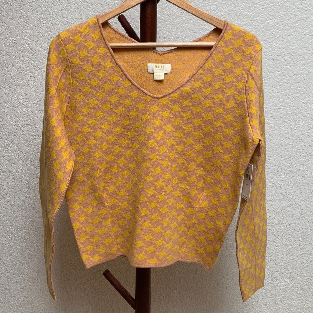 Maeve Mustard V-Neck Sweater